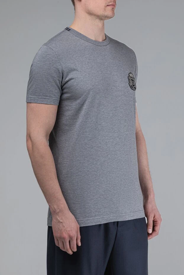 Dolce & Gabbana gray cotton jersey t-shirt with heraldic dg embroidery 193377 - photo 3