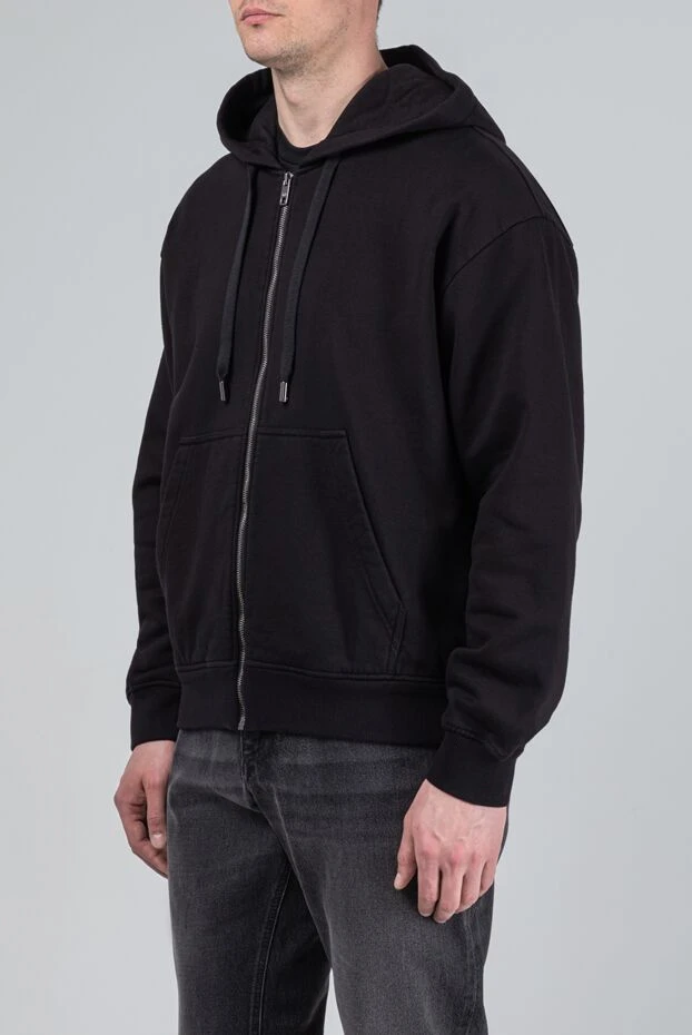 Dolce & Gabbana чёрная кофта с капюшоном из хлопкового джерси с вышитым логотипом 193378 - фото 3