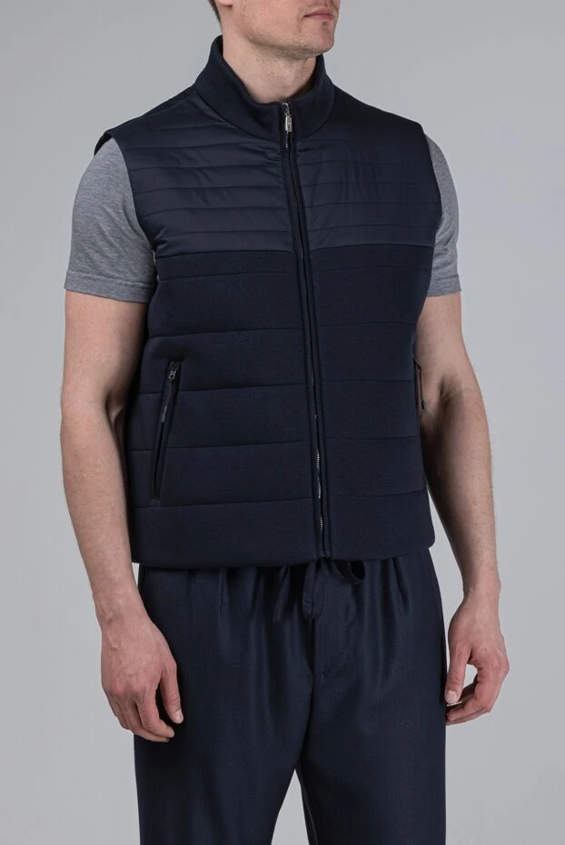 Dolce & Gabbana мужской стеганый жилет темно-синего цвета с воротником-стойкой 193393 - фото 3