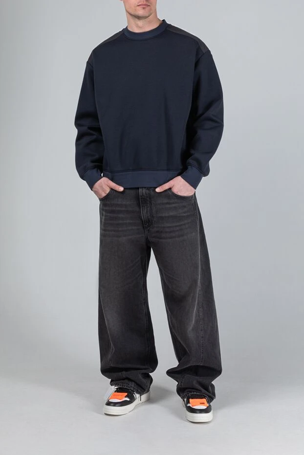 Dolce & Gabbana men's dark blue sweatshirt with matching shoulder panels 193394 - photo 2