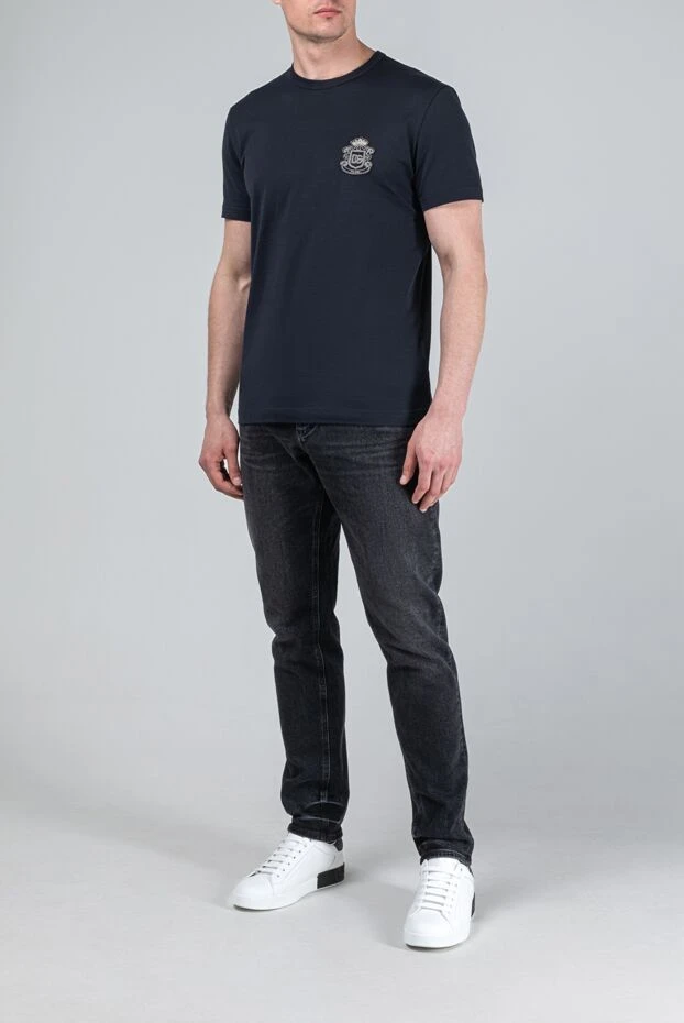 Men's black jeans with contrasting DG logo embroidery - photo 2