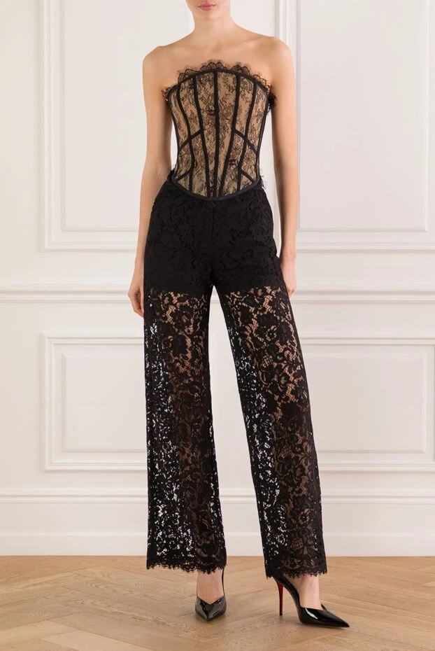 Dolce & Gabbana black cord lace trousers with floral pattern 193411 - photo 2
