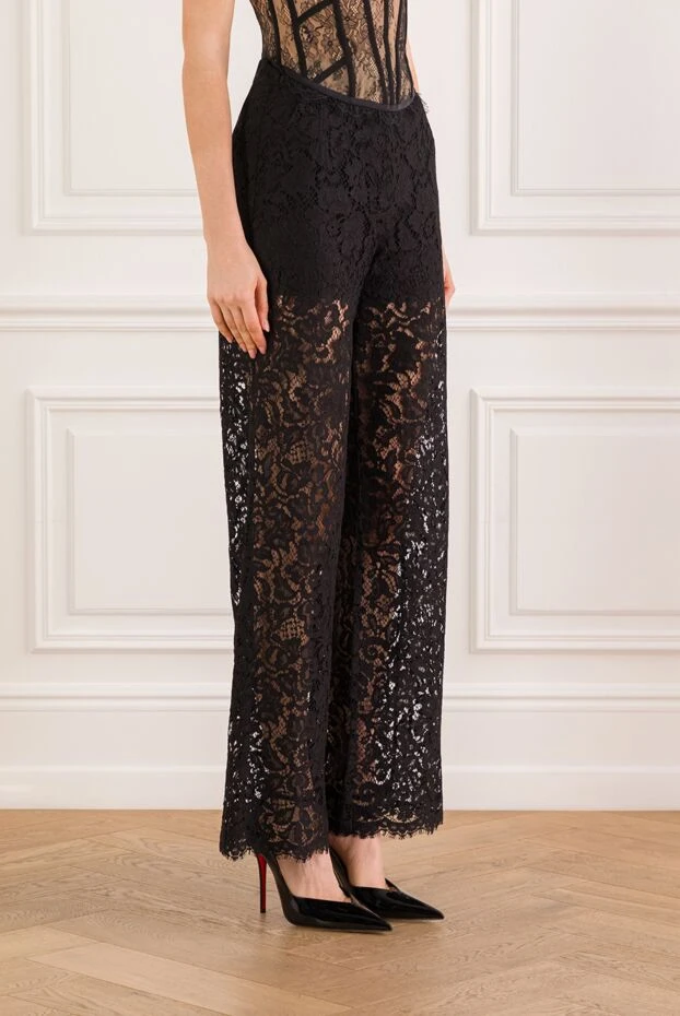 Dolce & Gabbana black cord lace trousers with floral pattern 193411 - photo 3