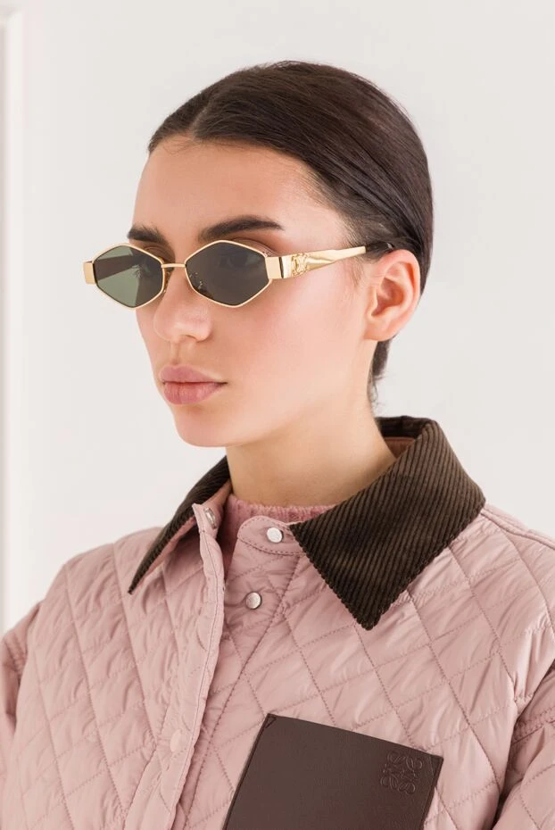 Celine triomphe metal 02 sunglasses with gold frames and green lenses 193437 - photo 3