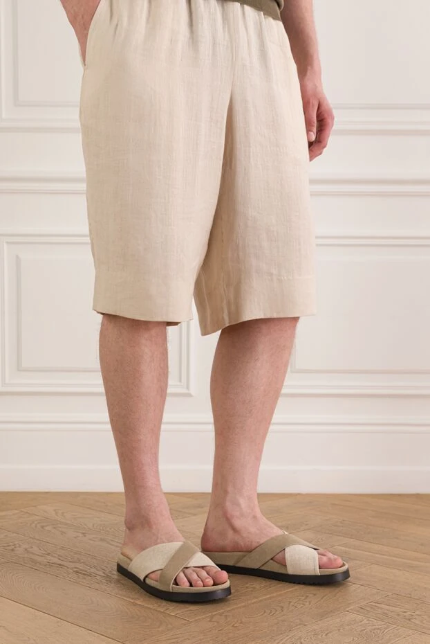 Чоловічі шльопанці з перехресними ременями з комбінованих матеріалів - фото 2