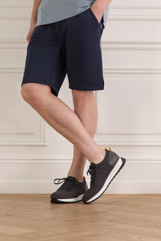 Doucal`s dark gray men's sneakers made of knitted fabric and leather 193471 - photo 2