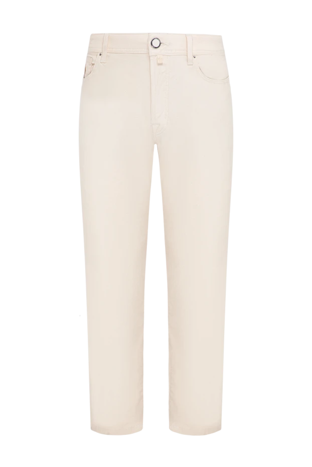 Jacob Cohen men's skinny jeans in beige with a printed pony patch 193482 - photo 1