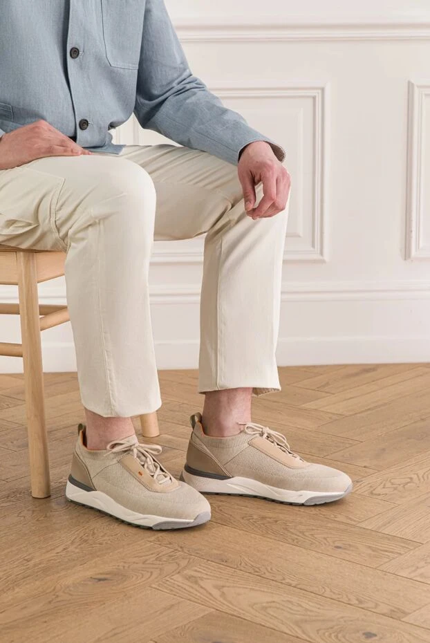 Beige sneakers with orange trim - photo 2