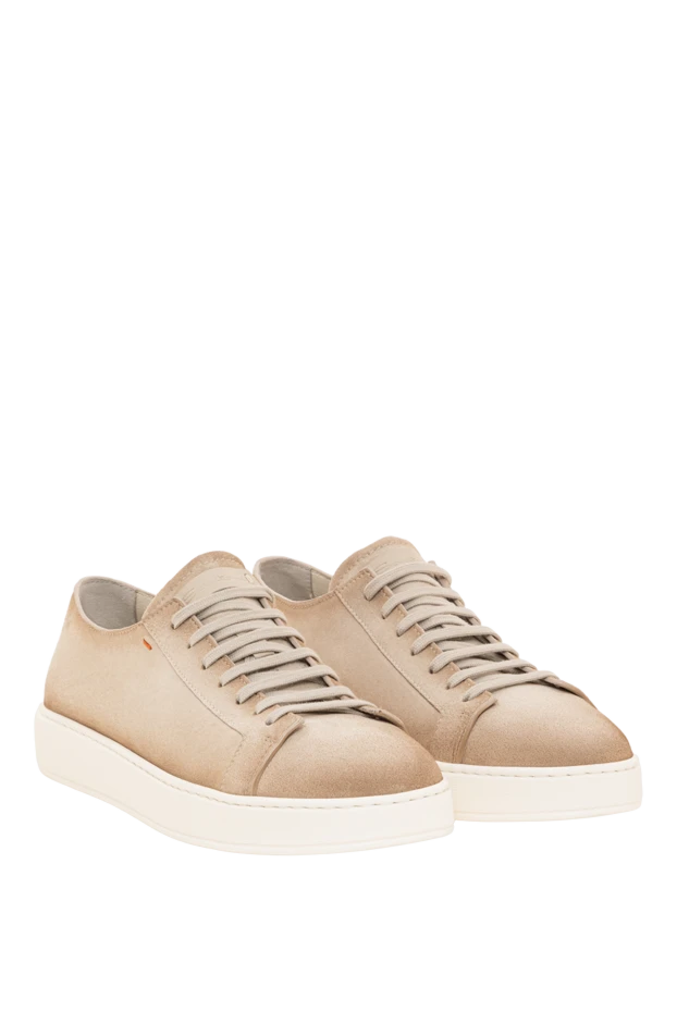 Santoni men's sneakers made of beige patinated suede with a soft texture 193511-45 - photo 3