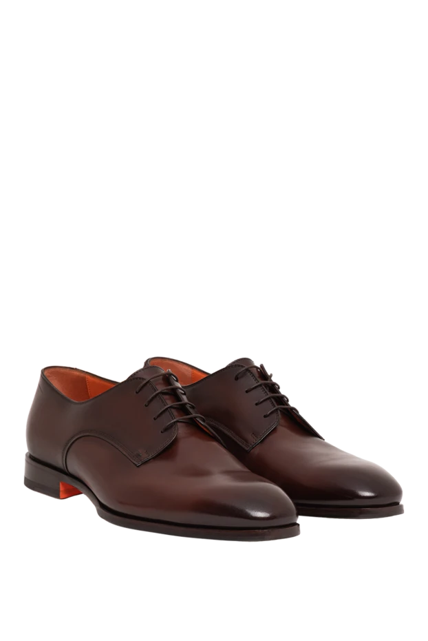 Santoni men's dark brown leather derby shoes 193513 - photo 3