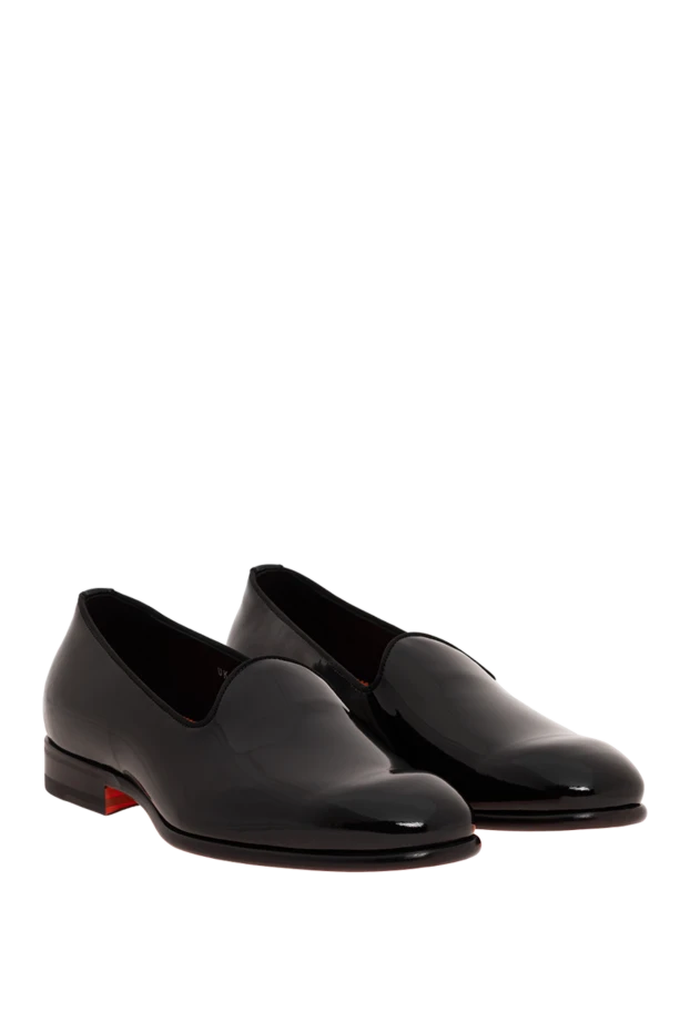 Santoni men's black patent leather loafers in a classic silhouette 193514 - photo 3