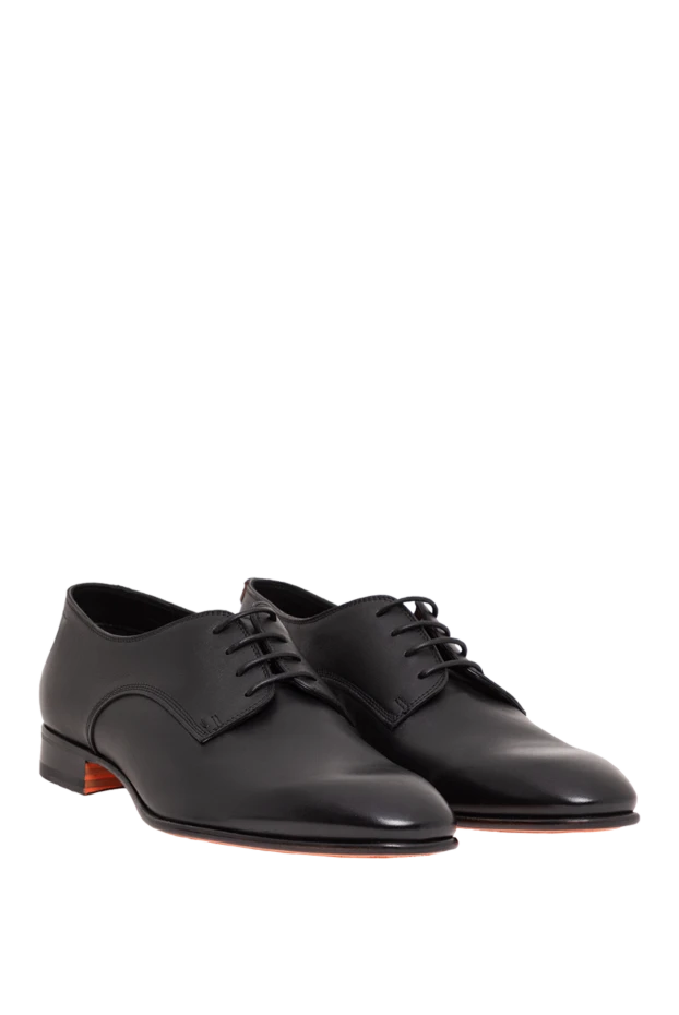 Santoni men's black leather derby shoes 193516 - photo 3