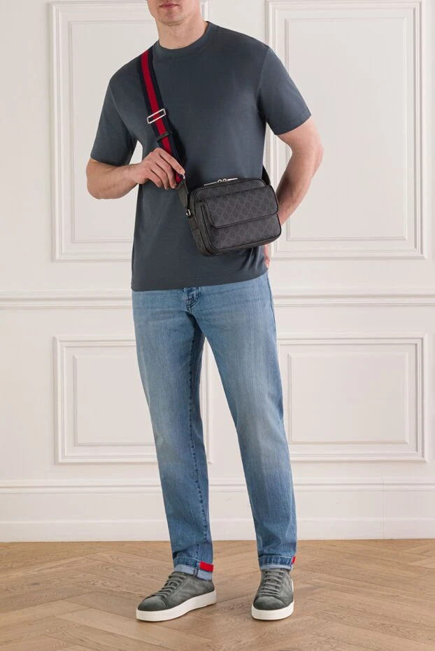 Kiton чоловічі блакитні джинси з ефектом потертості. 193531 - фото 2