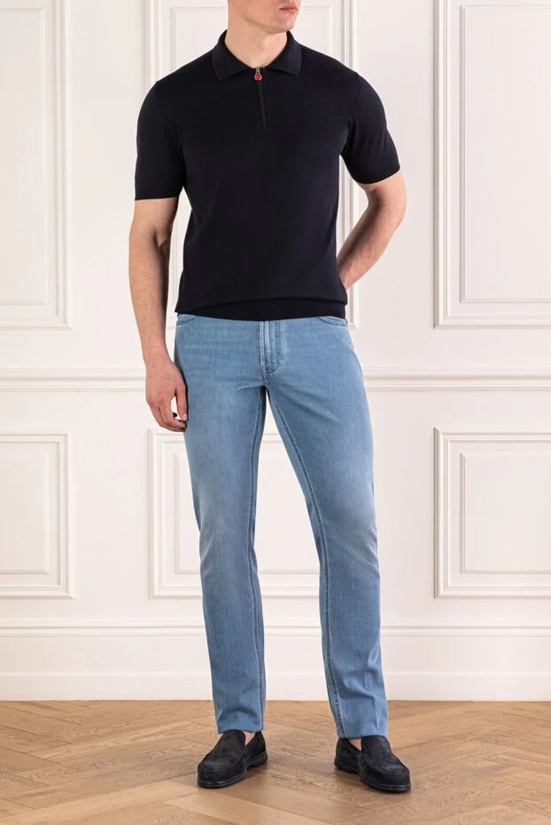 Kiton men's blue polo shirt with a zipper 193538 - photo 2