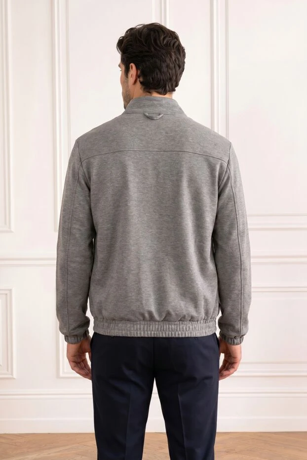Kiton чорна чоловіча куртка на блискавці з коміром-стійкою 193547 - фото 1