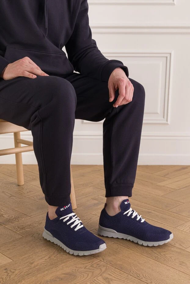 Kiton сині чоловічі кросівки fits з трикотажу 193550 - фото 2