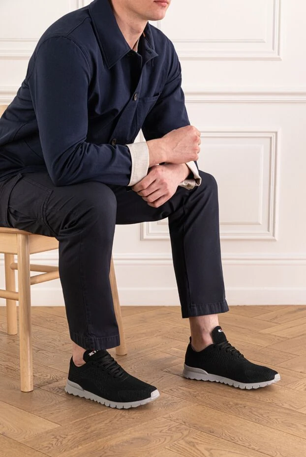 Kiton black men's knit sneakers with a grey sole 193551 - photo 2