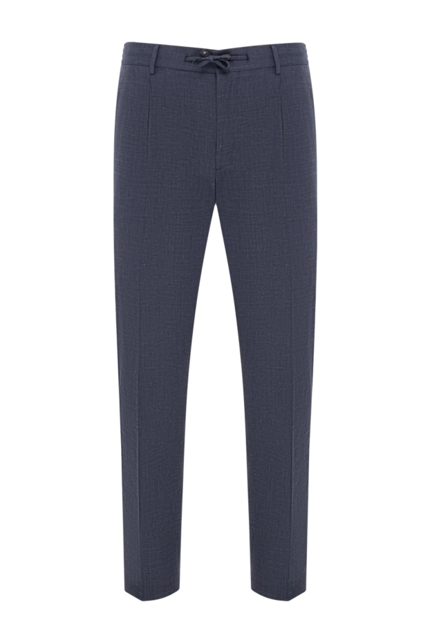 Stefano Ricci dark blue trousers with textured weave and a drawstring waistband 193567 - photo 1