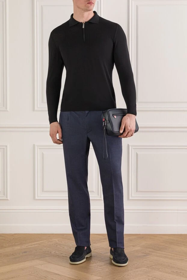 Stefano Ricci dark blue trousers with textured weave and a drawstring waistband 193567 - photo 2