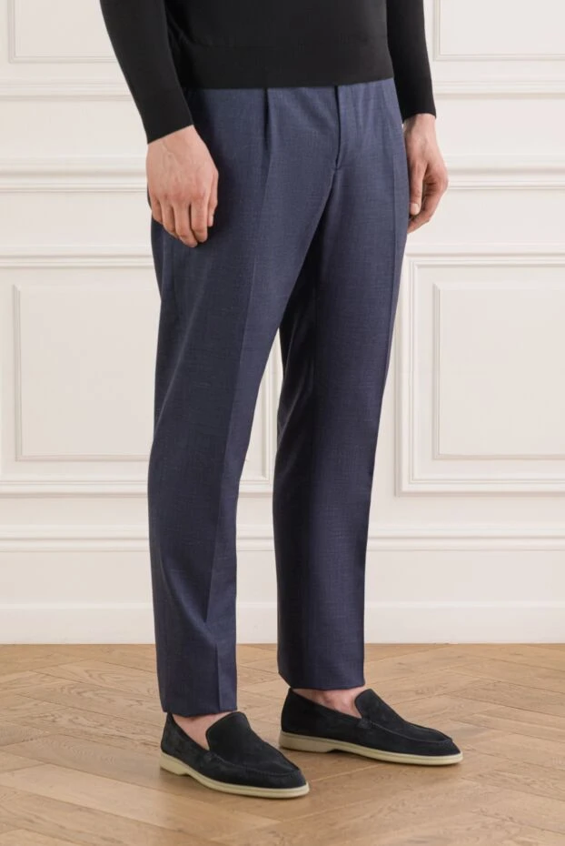 Stefano Ricci dark blue trousers with textured weave and a drawstring waistband 193567 - photo 3