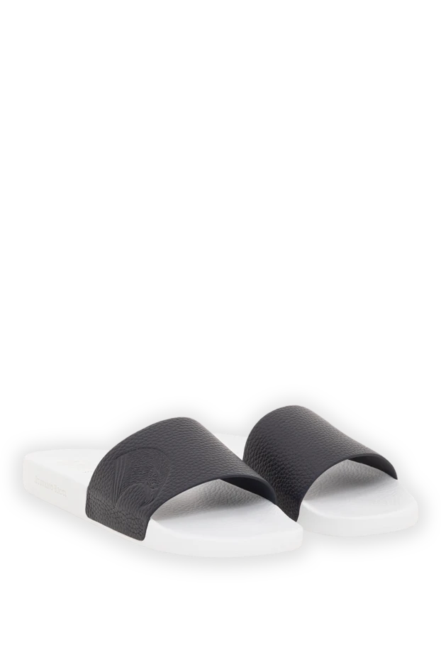 Stefano Ricci men's leather flip-flops with a black leather upper and white sole 193573 - photo 3