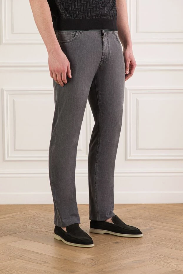 Stefano Ricci men's gray jeans with eagle head embroidery on the right pocket 193577 - photo 3