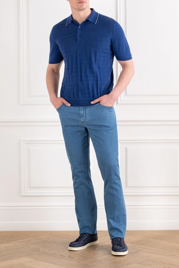 Stefano Ricci straight-leg blue jeans with embroidered monogram 193580 - photo 2