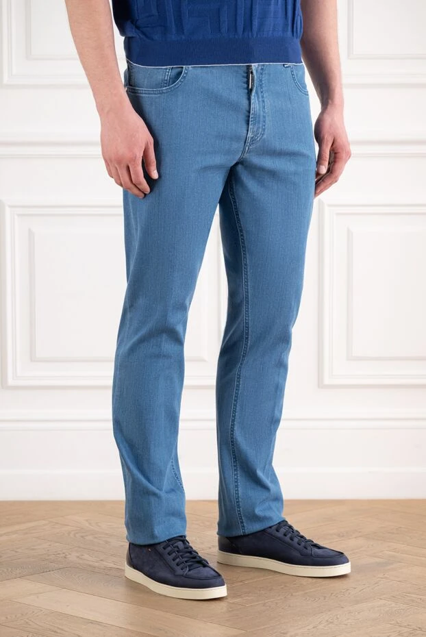 Stefano Ricci straight-leg blue jeans with embroidered monogram 193580 - photo 3
