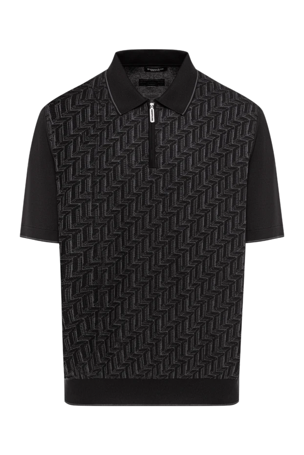 Stefano Ricci black and grey knit polo shirt with a contrasting woven pattern 193583 - photo 1