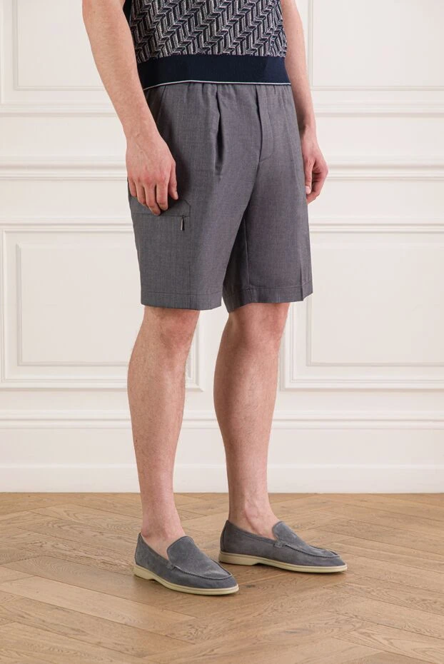 Stefano Ricci men's grey wool and linen shorts with elastic waistband 193584 - photo 3