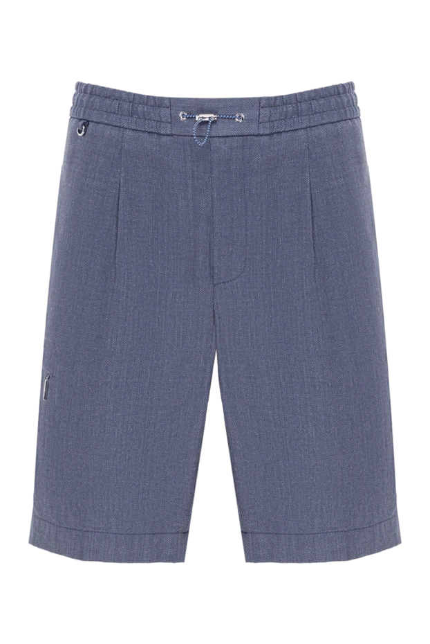 Stefano Ricci men's blue wool and linen shorts with elastic waistband 193586 - photo 1
