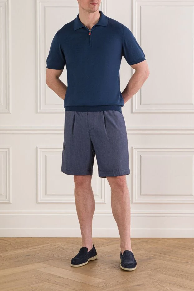 Stefano Ricci men's blue wool and linen shorts with elastic waistband 193586 - photo 2
