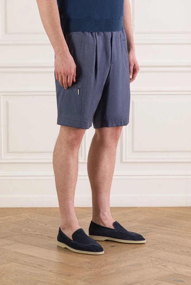 Stefano Ricci men's blue wool and linen shorts with elastic waistband 193586 - photo 3