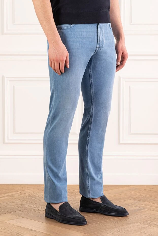 Stefano Ricci light blue straight leg jeans with circular embroidery 193604 - photo 3
