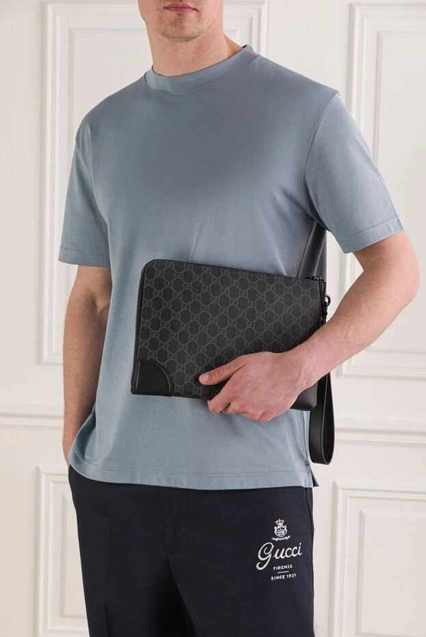 Gucci маленький портфель із текстилю gg monogram чорного кольору 193625 - фото 2