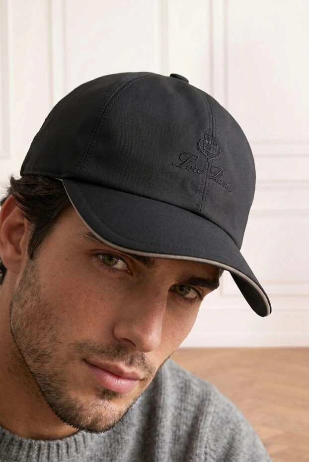Loro Piana dark grey microfiber baseball cap with embroidered crest logo 193630 - photo 2