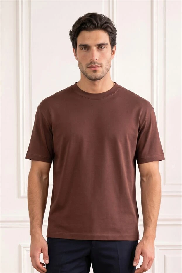 Loro Piana мужская коричневая футболка ray из хлопкового трикотажа 193637 - фото 2