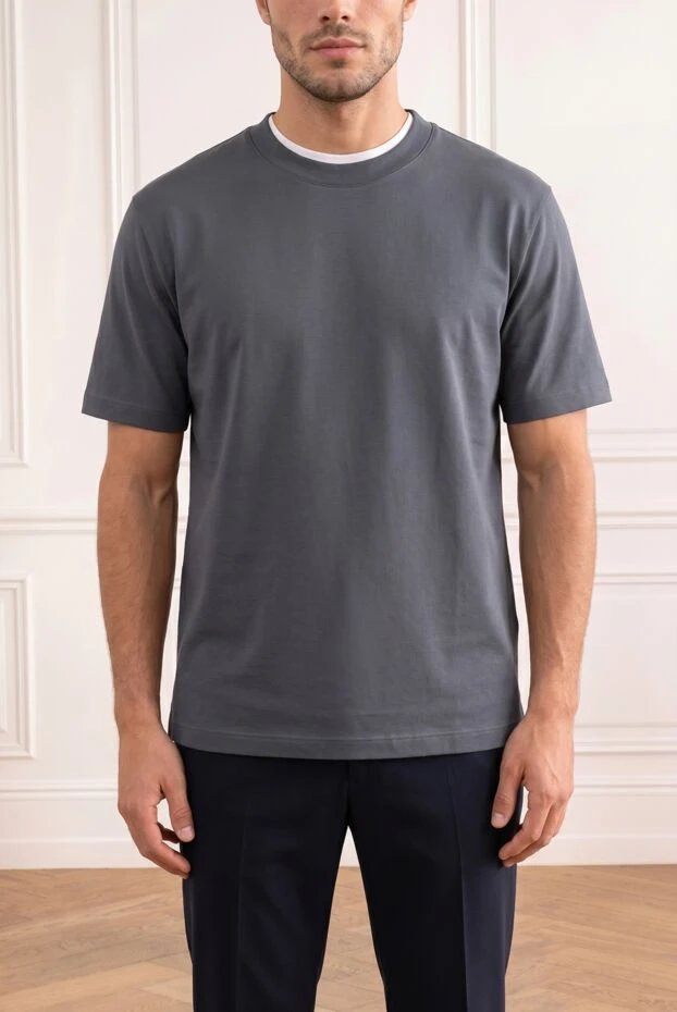 Loro Piana чоловічі сіра футболка ray з бавовняного трикотажу 193639 - фото 2