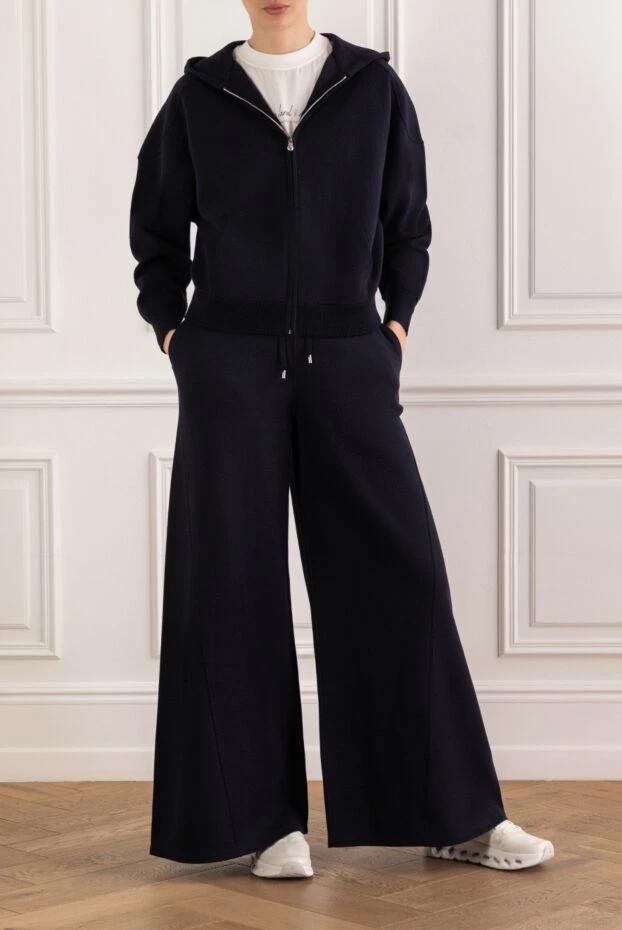 Loro Piana women's dark blue walking suit with a zipper and a hood 193651 - photo 2