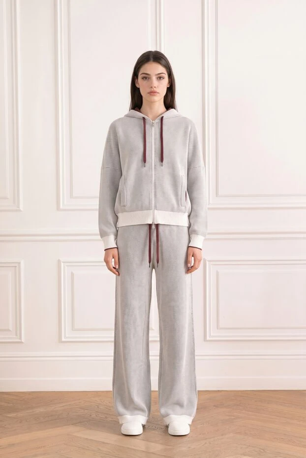 Brunello Cucinelli трикотажный спортивный костюм с худи и широкими брюками 193652 - фото 1