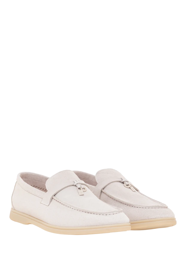 Fleur de Paris women's soft white suede loafers with metal charms 193658 - photo 2