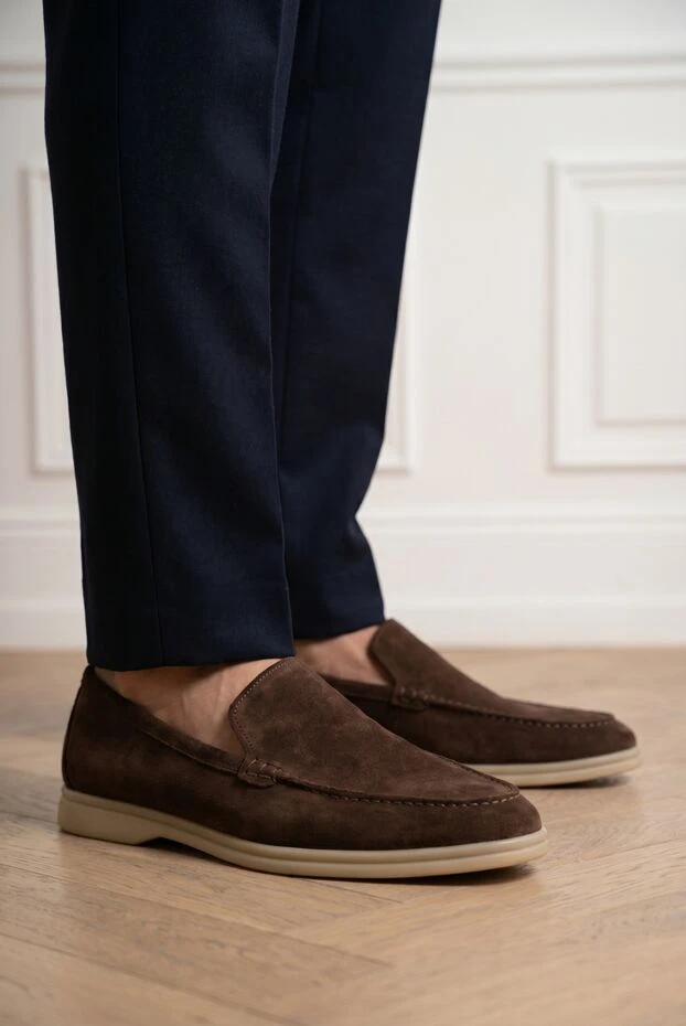 Cesare di Napoli men's brown suede loafers with light soles 193678 - photo 3