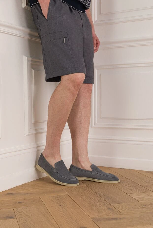 Cesare di Napoli gray men's loafers made of genuine suede with a light flexible sole 193680 - photo 2