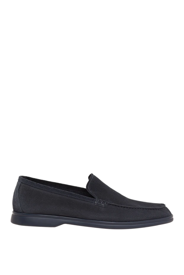 Cesare di Napoli men's dark blue suede loafers with a thin sole 193683 - photo 1
