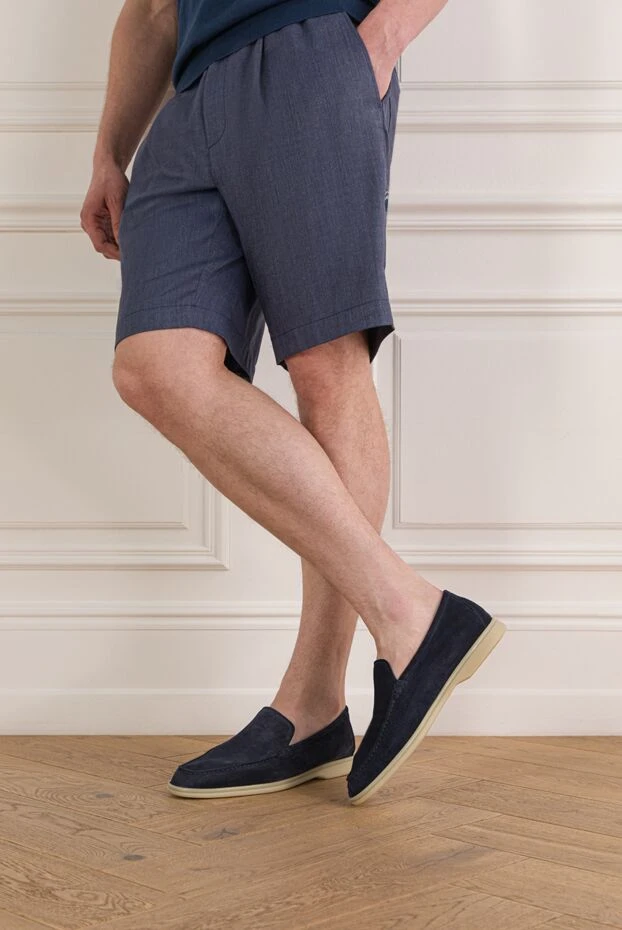Cesare di Napoli men's blue suede loafers with a soft sole 193685 - photo 2