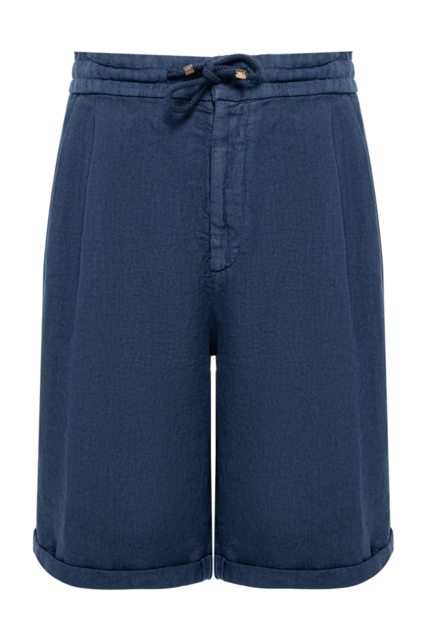 Men's navy blue linen bermuda shorts - photo 1