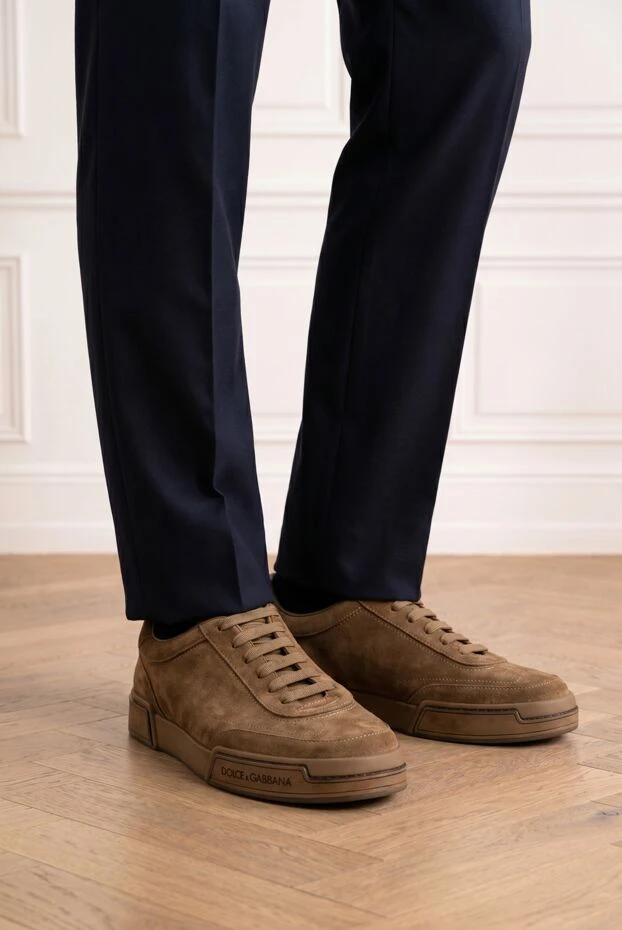 Dolce & Gabbana men's brown suede portofino yacht round toe sneakers 193705 - photo 2