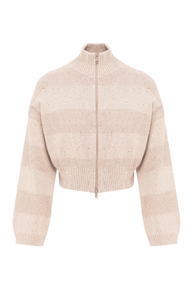 Brunello Cucinelli women's cropped striped cardigan with a high stand-up collar 193715 - photo 1