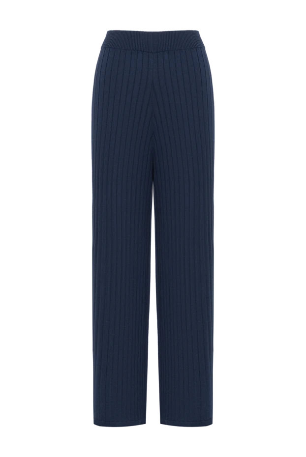 Brunello Cucinelli navy blue ribbed knit wide-leg trousers 193717 - photo 1