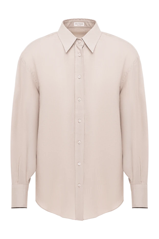 Brunello Cucinelli women's beige linen shirt with a simple cut 193718 - photo 1